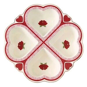 Anthro Bistro Tile Heart Muffin Pan 24k Gold Valentine Stoneware NWT